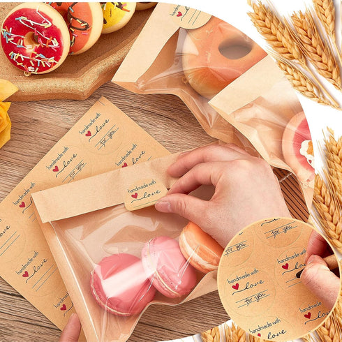 Outus 30 Packaging 7.1 7.5 Inch Pcs Cookie Bags with Seal, x Bakery Pastry Bags with Window, Heat Sealable Grease