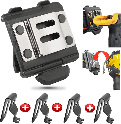 Tape Measure Holster with 4 Drill Clip, Tool Belt Hook, Free Your Hands with Tape Measure Holder