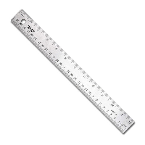 VINCA SSRN-12 Stainless Steel Office Drawing Ruler 0-12 Inch with Non Slip Cork Base