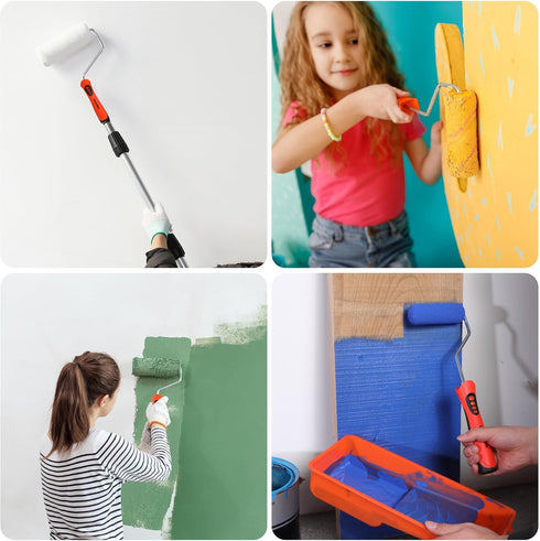 14-Piece 4 Inch ValueMax Paint Roller Kit, Paint Roller Kit with High-Density Foam Paint Rollers, Microfiber Paint