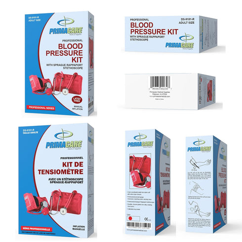 DS-9181-RD Primacare Professional Aneroid Sphygmomanometer and Sprague Rappaport Stethoscope, Manual Blood Pressure Kit