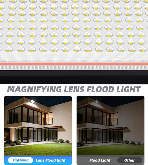 120W 14400LM 6ft 5000K IP66 2 Pack TigQiang Plug in Flood Light Outdoor, Brighter Exterior Security Lights Floodlight