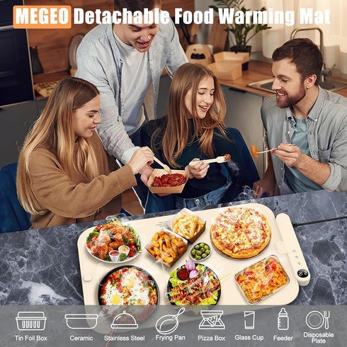 6 6 Food Warming Mat for Food Detachable, Upgrade High-tech Graphene Heating Fast Full Surface, Electric Warming Tray