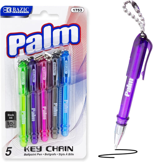 BAZIC Ballpoint Pen Palm Mini Pens, Black Ink 1.0 mm Bold Point, 5/Pack, 1-Pack