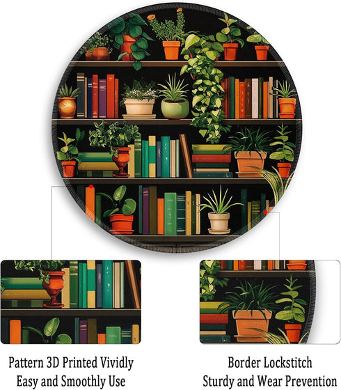 Gctriki Small Mouse Pad for Desk with Bookshelf Design - Cute Office Decor for Women, Stitched Edge Non-Slip Rubber