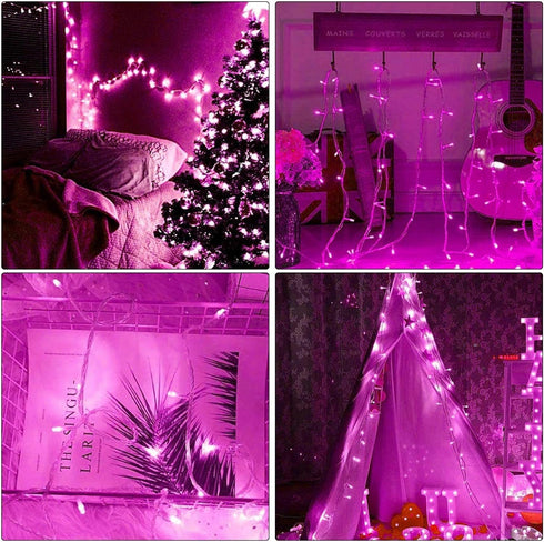 8 300Led) ILLUMINEW Pink String Lights Outdoor Valentines Day Decorations, Modes Fairy Christmas Lights Plug