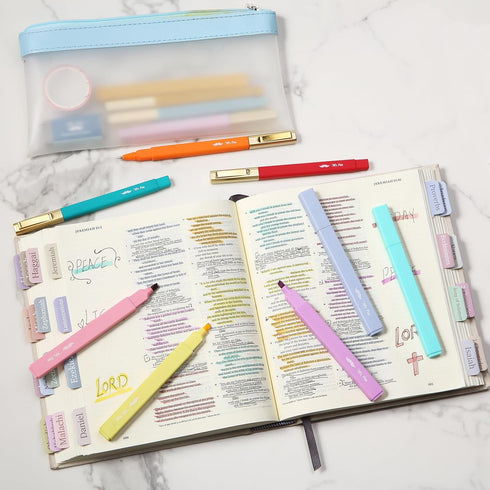 Mr. Pen Aesthetic Highlighters and Pens, 12 Pack, Assorted Color, No Bleed Bible Highlighters and Pens