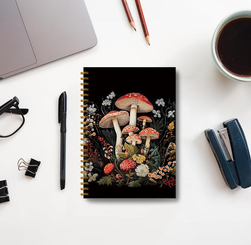Mushroom Spiral Journal Notebook - Mushroom Notebook 5.5×8.3, Mushroom Gifts Spiral Notebook Journal with 164 Pages, Mushroom Gifts for Women