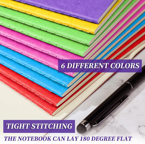 Thenshop 30 Pcs A5 Kraft Unlined Notebooks, Blank Journals Bulk for Students, 60 Pages, Bright Color