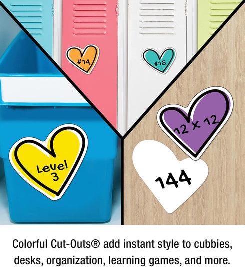 Carson Dellosa Kind Vibes 36-Piece Heart Bulletin Board Cutouts, Bright Neon and Black & White Heart Cutouts for