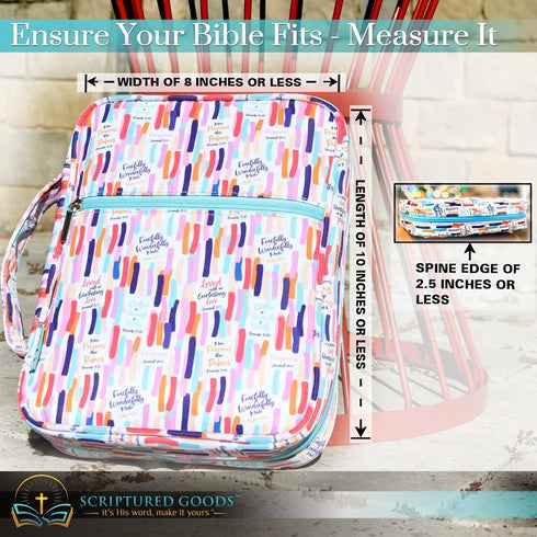 Beautiful Bible Cover with Inspiring Verses for Women and Girls, Protects Your Prayer and Study Items