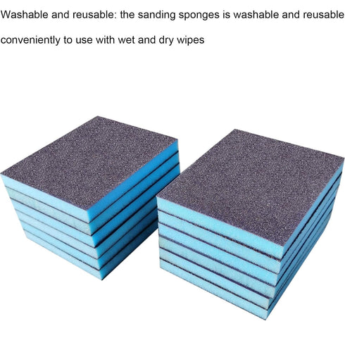 12 Pack 80 Grit Coarse Grade Sanding Sponge Blocks, Washable and Reusable Sand Sponge Kit for Polishing Wood and Metal