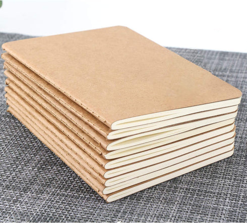 EUSOAR Blank Memo Scratch Pads, 24 Pack, A6 3.9" x 5.5", 60 Pages, Softcover Kraft Notebook, Unlined Travel Journal Set