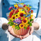 Pop Up Birthday Cards Yellow Sunflowers Butterflies,3D Forever Bouquet Greeting Card for