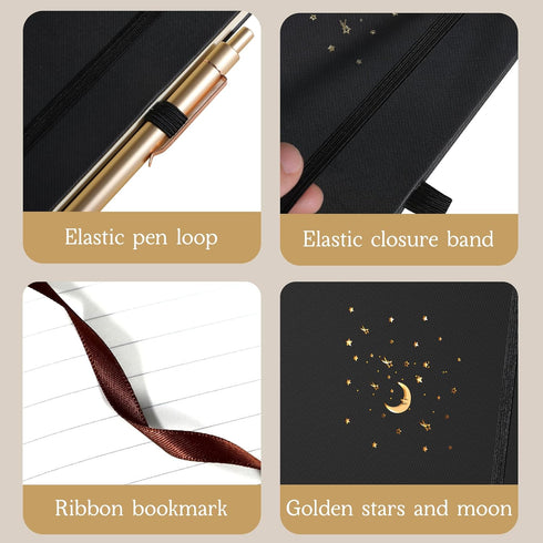 CAGIE Lined Journal Notebook for Work, 196 Pages, 5.7" x 8.3", Hardcover Journals for Writing with Pen Loop