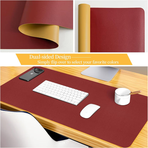 Office/Home.31.5"x 15.7" Bloss Red Leather Desk Mat Protector,Large Mouse Pad,Dual-Side Use Mouse Pads,Office Desks