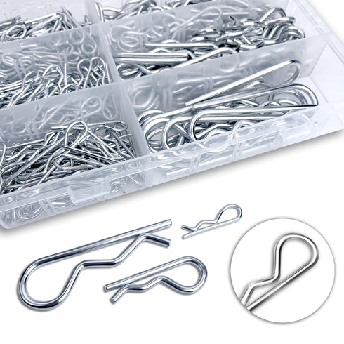 270Pcs Hardware Pins Assortment Kit, 6 Sizes Hitch Pins Cotter Pin Set, Heavy Duty Locking Pin R Clips, Zinc-Plated