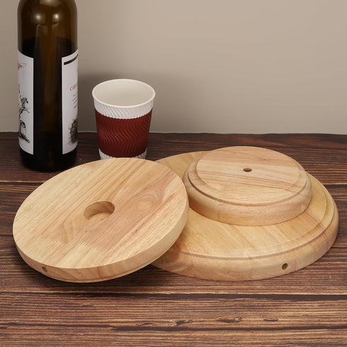 7.5" 1.3" PATIKIL x Wooden Lamp Base, Round Solid Wooden Base Wood Desk Lamp Display Stand Replacement for Bedroom