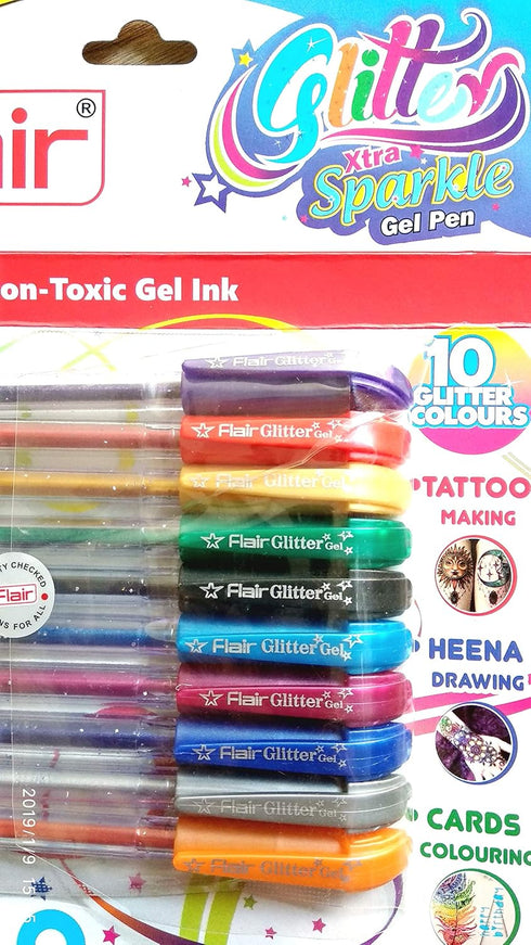 Flair 10 Xtra Sparkle Glitter Gel Colours Xtra Sparkle Gel Pen by