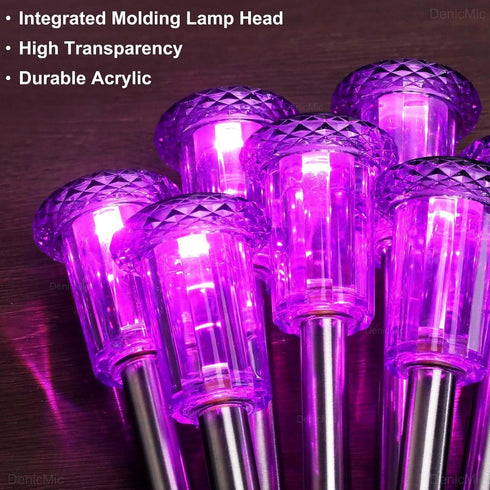 DenicMic 10 Pack Solar Lights Outdoor Waterproof Purple LED Stainless Steel Stake Outside Lights for Yard Pathway