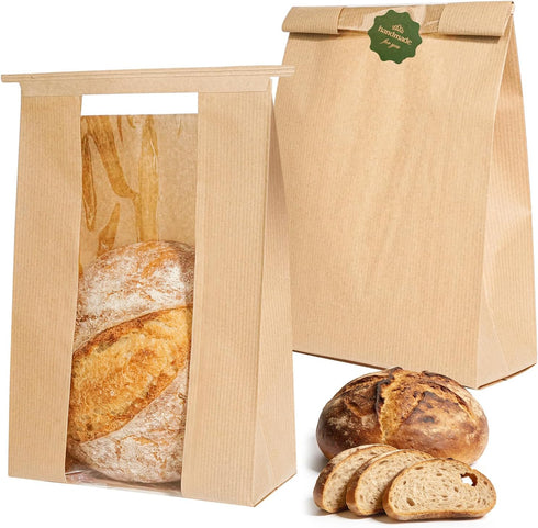 Funcoo 50 Paper Bread Bags for Homemade Bread, Sourdough Bread Bags Bakery