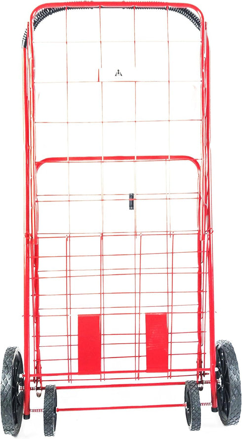 ATHome ATH Large Deluxe Rolling Utility / Shopping Cart - Stowable Folding Heavy Duty Cart with Rubber Wheels For Haul