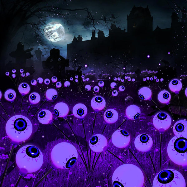 Brizled 2 Pack Solar Halloween Lights, 12 LED Eyeball Lights with 2 Modes for Outdoor Garden Yard Lawn Decoration