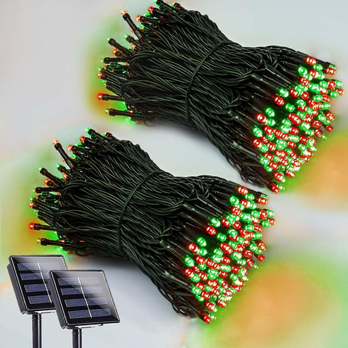 2 Pack 200 LED Solar Christmas Lights Outdoor Waterproof, Solar String Lights