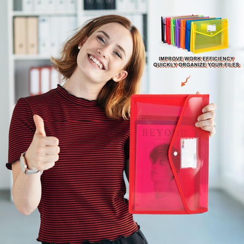 Waterproof Transparent Plastic File Folders, Expandable File Organiser - Large Capacity A4B4 File Wallet for