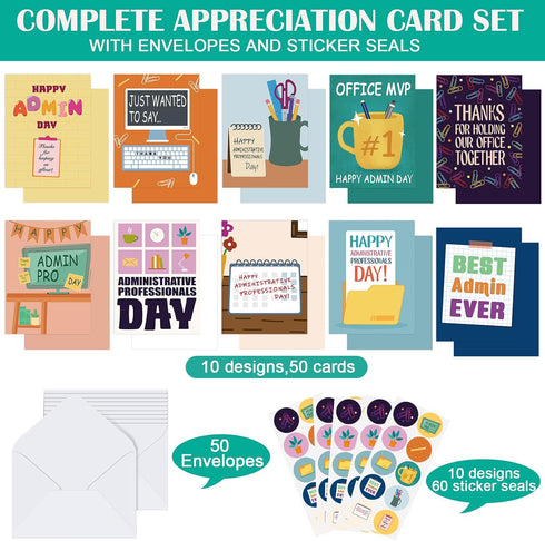 50 Pack Gersoniel Administrative Professional Day Cards Happy Administrative Professional Day Assistants Gift Secretary