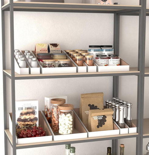 EXYGLO Cardboard Boxes, Pack of 35 Corrugated Storage Bins 12x2x4.5 inch for Pantry Organizer Bins for Shelves, Garage,