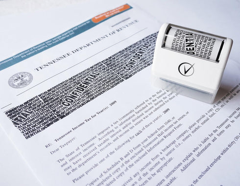 6 Vantamo Identity Theft Protection Roller Stamp for Hiding Sensitive Information, Wide Confidential Stamp with Ink