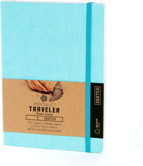 Pentalic Pocket Sketchbook: 6" x 8", 160 Pages, Turquoise Traveler Journal