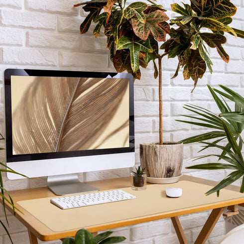 Leather Desk Pad, Non-Slip Desk Protector Mat, Waterproof Desk Blotter, Computer Desk Pad for Office Home Decor - Beige