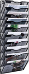 Wall File Holder, 10 Pockets Hanging Wall Organizer, Document and Mail Storage for Office, Black
