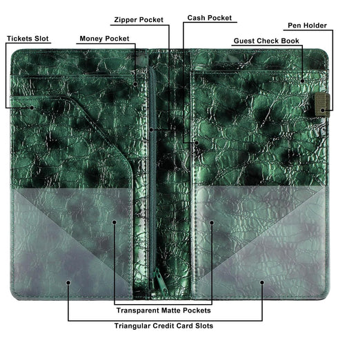 EcoVision Server Books for Waitress,Leather Waiter Book with Zipper Pocket, Server Booklet Restaurant Waitstaff