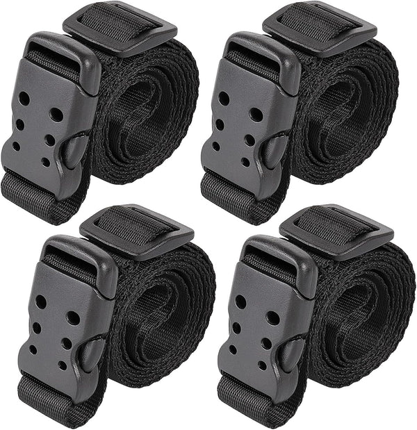 Ayaport 4 Pack Utility Straps with Buckle, 40" Quick-Release Adjustable Nylon Straps, Black