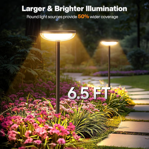 2 Pack 15Hrs, ELECLINK Tall Solar Pathway Lights Outdoor, Solar Garden Lights Outdoor Waterproof Bright Up to Round