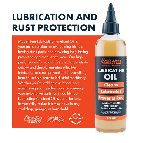 Multi-use Lubricating Penetrant Oil - High-Performance, Rust Prevention, Non-Toxic Formula, 4oz for Home and Automotive
