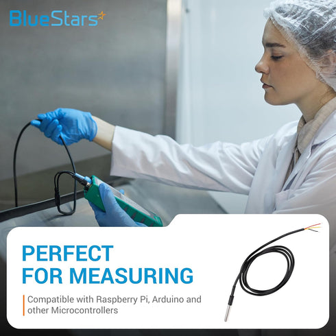 BlueStars Waterproof Digital DS18B20 Temperature Sensor Pack of 5, 1m/39.37 inch, -55°C to 125°C for Arduino