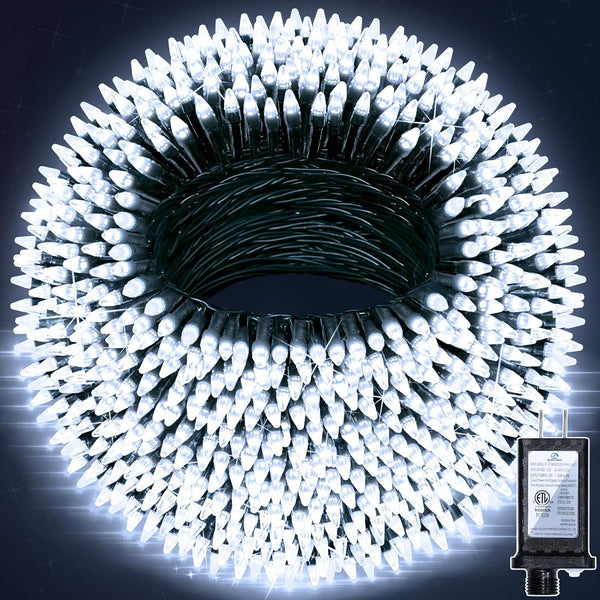 350LED 90FT Christmas Lights Indoor Outdoor, 12 Modes Cool White Outdoor String