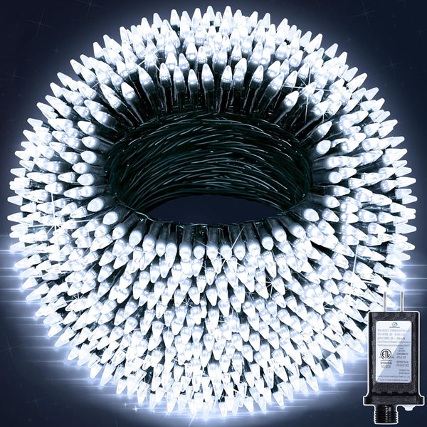 240FT 750LED Christmas Lights,12 Modes Cool White Outdoor String Lights with Timer
