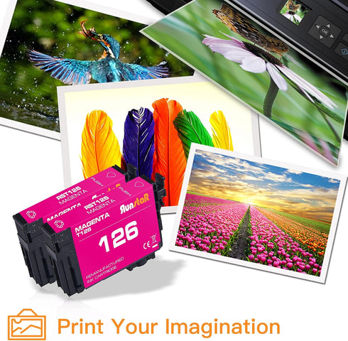 Run Star 2 Pack 126 Magenta Remanufactured Ink Cartridge Replacement for Epson Stylus & Workforce Printers