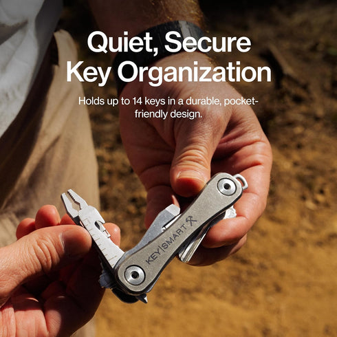 14 KeySmart Rugged - Multitool Key Holder for Keychain w/Bottle Opener and Pocket Clip, Organizer for Keys, EDC