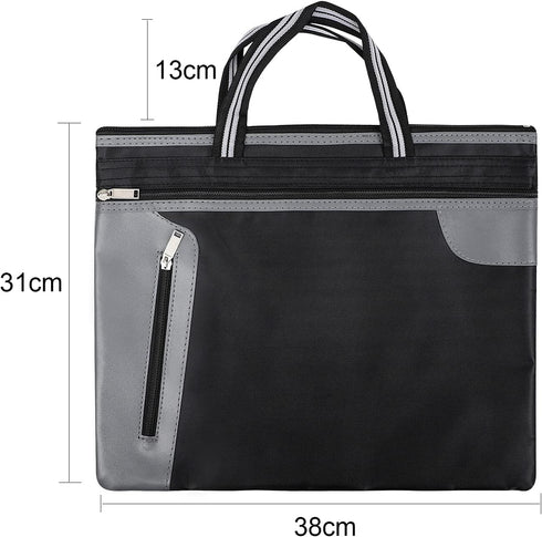 Portable Business Briefcase Zippered Bag Waterproof A4 File Folder Bag Carrying Case Handbag File Storage Organizer Holder