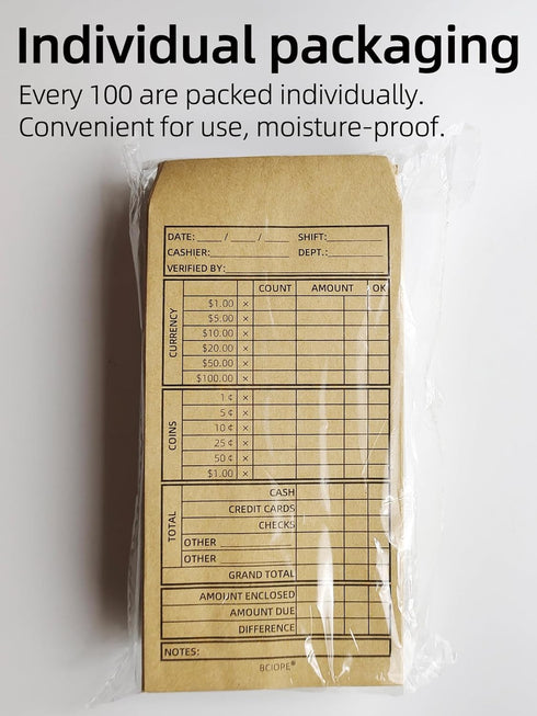 Cashier Deposit Report Envelopes - Self Adhesive Flap for Coins, Cash, 3.5'' x 6.5'', 500/Box