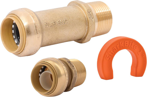 SharkBite 1 Inch x 1 Inch MNPT Water Filtration Connection Kit, Push to Connect Brass Plumbing Fittings