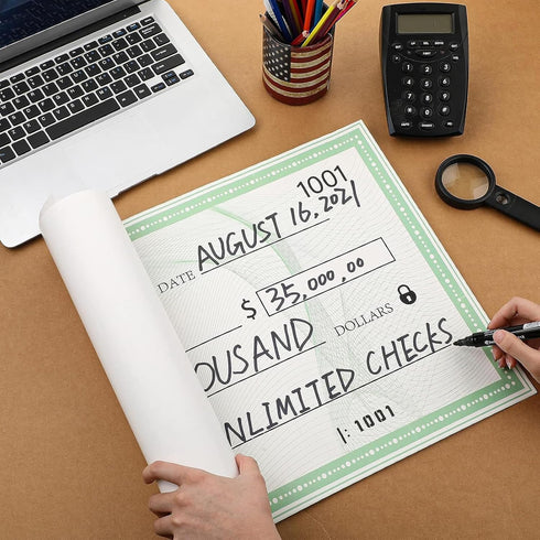 Dianelhall 2 Pcs Big Checks for Presentations, 30 x 16'' Giant Large Blank Fake Check for Graduation Presentations