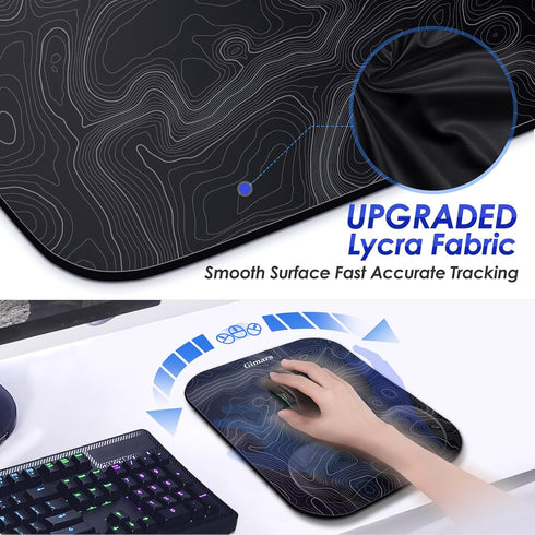 Gimars Large Smooth Superfine Fibre Memory Foam Ergonomic Mouse Pad with Nonslip Base, Free Coaster Included -