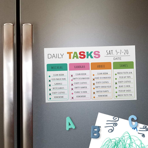Bright Cheerful Daily Chore Chart, 10" x 6" Sticky Note Fill in Task List for Homeschool Task Assignment